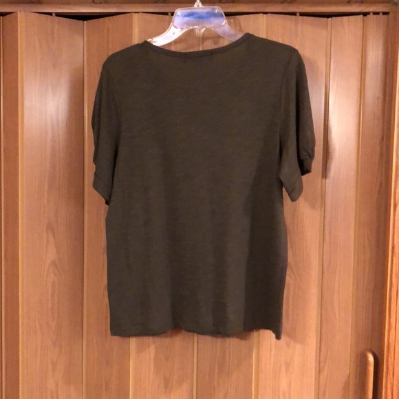 Sanctuary - Knot Sleeve Short Sleeve Tee - Medium Top - Olive Green - Picture 4 of 4